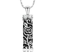 ZEZILE Collier urne Roseflower pour cendres cylindre crémation bijoux en acier inoxydable pour femmes hommes souvenir pendentif mémorial pour bijoux