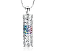 ZEZILE Collier urne Roseflower pour cendres cylindre crémation bijoux en acier inoxydable pour femmes hommes souvenir pendentif mémorial pour bijoux