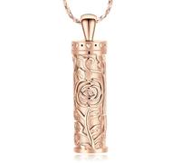 ZEZILE Collier urne Roseflower pour cendres cylindre crémation bijoux en acier inoxydable pour femmes hommes souvenir pendentif mémorial pour bijoux