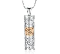 ZEZILE Collier urne Roseflower pour cendres cylindre crémation bijoux en acier inoxydable pour femmes hommes souvenir pendentif mémorial pour bijoux