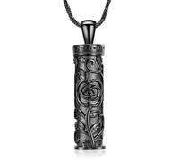 ZEZILE Collier urne Roseflower pour cendres cylindre crémation bijoux en acier inoxydable pour femmes hommes souvenir pendentif mémorial pour bijoux