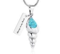 ZEZILE Conque crémation bijoux urne en cristal collier pour cendres en acier inoxydable cendres pendentif pour femmes hommes Memorial collier souvenir