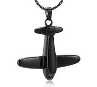 ZEZILE Crémation Avion pendentif colliers pour cendres - 316L en acier inoxydable urne commémorative bijoux souvenir pour hommes