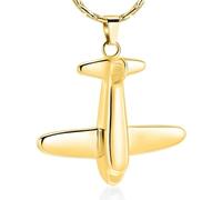 ZEZILE Crémation Avion pendentif colliers pour cendres - 316L en acier inoxydable urne commémorative bijoux souvenir pour hommes