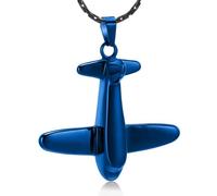 ZEZILE Crémation Avion pendentif colliers pour cendres - 316L en acier inoxydable urne commémorative bijoux souvenir pour hommes