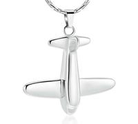 ZEZILE Crémation Avion pendentif colliers pour cendres - 316L en acier inoxydable urne commémorative bijoux souvenir pour hommes