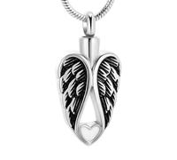 ZEZILE Crémation Bijoux Ailes Urne Collier Cendre Coeur Bijoux pour Femmes Hommes En Acier Inoxydable Souvenir Pendentif Médaillon Médaillon Cendre Porte