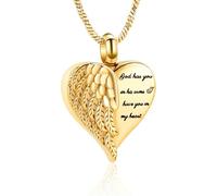ZEZILE Crémation bijoux ange aile coeur urne collier pour cendres souvenir médaillon commémoratif pendentif urne bijoux