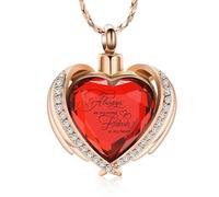 ZEZILE Crémation Bijoux Ange Aile Coeur Urne Pendentif Colliers pour Femmes Cristaux Pierre de Naissance Cendres Humaines Médaillon Médaillon Souvenir