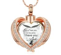 ZEZILE Crémation Bijoux Ange Aile Coeur Urne Pendentif Colliers pour Femmes Cristaux Pierre de Naissance Cendres Humaines Médaillon Médaillon Souvenir