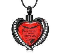 ZEZILE Crémation Bijoux Ange Aile Coeur Urne Pendentif Colliers pour Femmes Cristaux Pierre de Naissance Cendres Humaines Médaillon Médaillon Souvenir