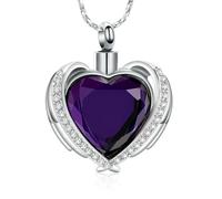 ZEZILE Crémation Bijoux Ange Aile Coeur Urne Pendentif Colliers pour Femmes Cristaux Pierre de Naissance Cendres Humaines Médaillon Médaillon Souvenir
