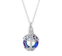 ZEZILE Crémation bijoux arbre de vie urne collier pour cendres avec cristal Memorial souvenir bijoux w/entonnoir remplissage cadeaux pour les femmes