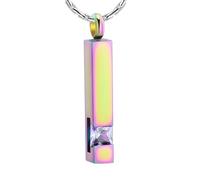 ZEZILE Crémation Bijoux Cendres Collier Pierre de naissance Coloré Cube Urne Pendentif Mémorial Êtres chers Cendres Porte Souvenir Cadeau pour Femmes Hommes