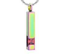 ZEZILE Crémation Bijoux Cendres Collier Pierre de naissance Coloré Cube Urne Pendentif Mémorial Proches Cendres Porte Souvenir Cadeau pour Femmes Hommes