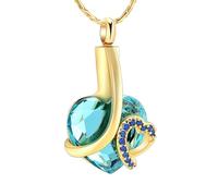 ZEZILE Crémation bijoux coeur bleu clair cristal pendentif urne commémorative colliers pour cendres en acier inoxydable souvenir personnalisé