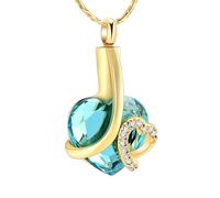ZEZILE Crémation bijoux coeur bleu clair cristal pendentif urne commémorative colliers pour cendres en acier inoxydable souvenir personnalisé
