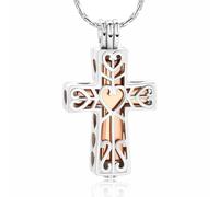 ZEZILE Crémation bijoux creux Croix pendentif Urne commémorative collier pour cendres Animal de compagnie humain cendres porte souvenir cadeau pour les femmes hommes