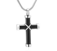 ZEZILE Crémation Bijoux Croix Urne Collier pour Cendres En Acier Inoxydable Souvenir Urne Mémoriale Bijoux Croix Cendres Pendentif pour Hommes Femmes