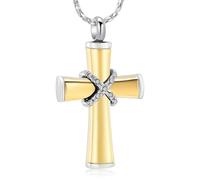 ZEZILE Crémation Bijoux Croix Urne Colliers pour Cendres Pour Femmes Hommes Urne En Acier Inoxydable Mémorial Pendentif Souvenir Cendres Porte