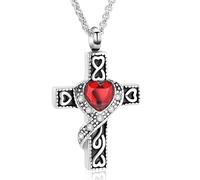 ZEZILE Crémation Bijoux Croix Urne Colliers pour Cendres pour les femmes Pour les hommes Memorial Souvenir Urne Pendentif avec Cristal en forme de coeur
