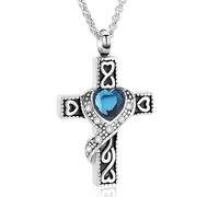 ZEZILE Crémation Bijoux Croix Urne Colliers pour Cendres pour les femmes Pour les hommes Memorial Souvenir Urne Pendentif avec Cristal en forme de coeur
