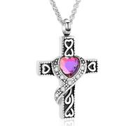 ZEZILE Crémation Bijoux Croix Urne Colliers pour Cendres pour les femmes Pour les hommes Memorial Souvenir Urne Pendentif avec Cristal en forme de coeur