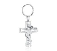 ZEZILE Crémation Bijoux Croix Urne Porte-clés pour Cendres Rose Fleur Porte-clés Mémorial Cendres Porte Pendentif pour Femmes Hommes