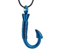 ZEZILE Crémation Bijoux en acier inoxydable homme poisson crochet forme pendentif urne collier pour cendres gravure gratuite souvenir commémoratif