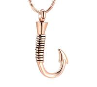 ZEZILE Crémation Bijoux en acier inoxydable homme poisson crochet forme pendentif urne collier pour cendres gravure gratuite souvenir commémoratif
