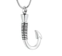 ZEZILE Crémation Bijoux en acier inoxydable homme poisson crochet forme pendentif urne collier pour cendres gravure gratuite souvenir commémoratif