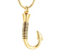 ZEZILE Crémation Bijoux en acier inoxydable homme poisson crochet forme pendentif urne collier pour cendres gravure gratuite souvenir commémoratif
