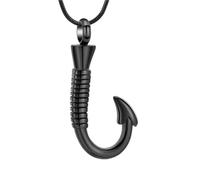 ZEZILE Crémation Bijoux en acier inoxydable homme poisson crochet forme pendentif urne collier pour cendres gravure gratuite souvenir commémoratif