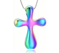 ZEZILE Crémation Bijoux gouttelette d’eau Croix urne Collier pour cendres en acier inoxydable Cendre pendentif souvenir Bijoux commémoratifs pour les femmes hommes