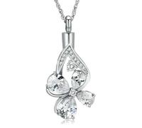 ZEZILE Crémation Bijoux gouttelettes d’eau urne Collier pour cendres Cristal Cendre Pendentif en acier inoxydable Souvenir Bijoux commémoratifs pour les femmes