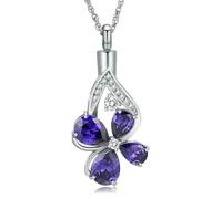 ZEZILE Crémation Bijoux gouttelettes d’eau urne Collier pour cendres Cristal Cendre Pendentif en acier inoxydable Souvenir Bijoux commémoratifs pour les femmes