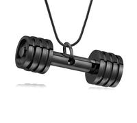 ZEZILE Crémation Bijoux Haltère Urne Collier pour Cendres En Acier Inoxydable Cendres Pendentif Collier Mémorial Souvenir Bijoux pour Femmes Hommes