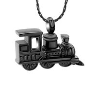 ZEZILE Crémation Bijoux Petit Train Urne Collier pour Cendres En Acier Inoxydable Souvenir Bijoux Mémorial Cendres Humaines Pendentif Pour Femmes Hommes