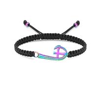ZEZILE Crémation Bijoux Poisson Crochet Croix Urne Bracelet pour Cendre Réglable Corde Tressée Souvenir Bracelet Bijoux Mémoriaux Pour Femmes Hommes