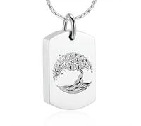 ZEZILE Crémation Bijoux pour Cendres Arbre de Vie Gravure Urne En Acier Inoxydable Pendentif Collier Personnalisation Souvenir