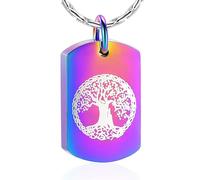 ZEZILE Crémation Bijoux pour Cendres Arbre de Vie Gravure Urne En Acier Inoxydable Pendentif Collier Personnalisation Souvenir