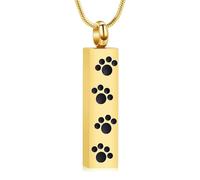 ZEZILE Crémation bijoux rectangle urne collier pour cendres patte impression souvenir bijoux commémoratifs pour animal de compagnie en acier inoxydable cendres pendentif