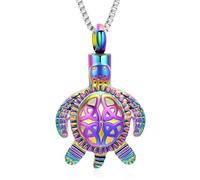 ZEZILE Crémation bijoux tortue de mer urne collier pour cendres en acier inoxydable cendre pendentif souvenir mémorial animal de compagnie cendre bijoux pour femmes hommes