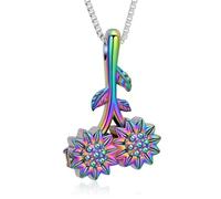 ZEZILE Crémation Bijoux Tournesol Urne Collier pour Cendres En Acier Inoxydable Mémorial Cendre Pendentif Pour Femmes Hommes Souvenir Bijoux Collier