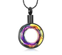 ZEZILE Crémation Bijoux urne Collier pour Cendres Cristal Cercle de la vie Memorial Pendentif Êtres chers Souvenir de l’éternité pour les femmes Hommes