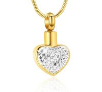 ZEZILE Crémation Bijoux Urne Collier pour Cendres Cristal Coeur En Acier Inoxydable Mémorial Pendentif Souvenir Bijoux Cadeau Pour Femmes Fille
