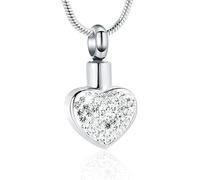 ZEZILE Crémation Bijoux Urne Collier pour Cendres Cristal Coeur En Acier Inoxydable Mémorial Pendentif Souvenir Bijoux Cadeau Pour Femmes Fille