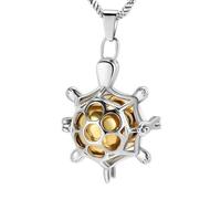 ZEZILE Crémation bijoux urne collier pour cendres en acier inoxydable forme de tortue avec boule creuse urne pendentif