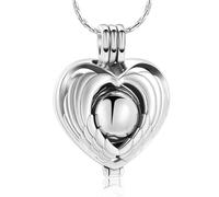 ZEZILE Crémation Bijoux Urne Memorial Collier pour Cendres Ange Aile Amour Coeur Pendentif Jar Médaillon Cendres Holder Souvenir