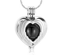 ZEZILE Crémation Bijoux Urne Memorial Collier pour Cendres Ange Aile Amour Coeur Pendentif Jar Médaillon Cendres Holder Souvenir